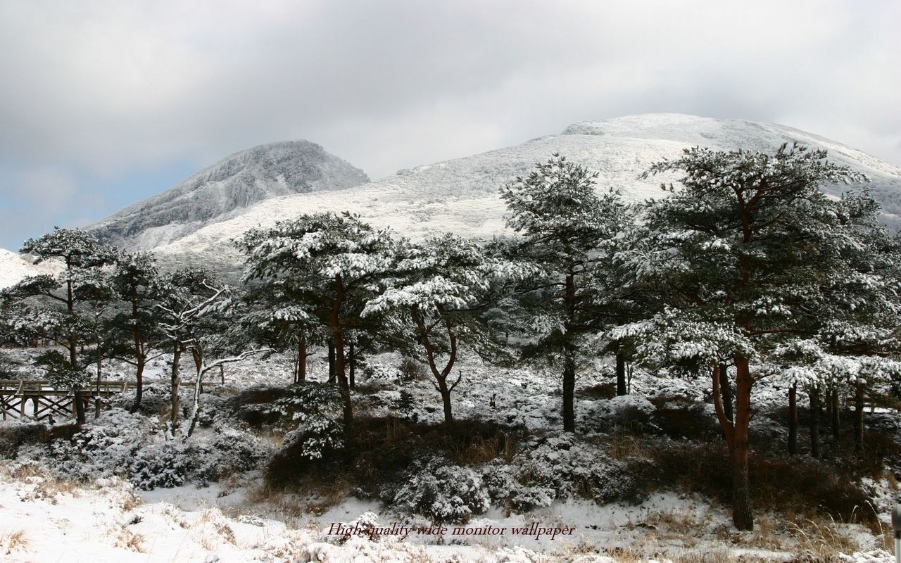 韓国岳と雪景色をモチーフにしましたアスペクト比１６：１０のモニター【1280×800】に対応しています