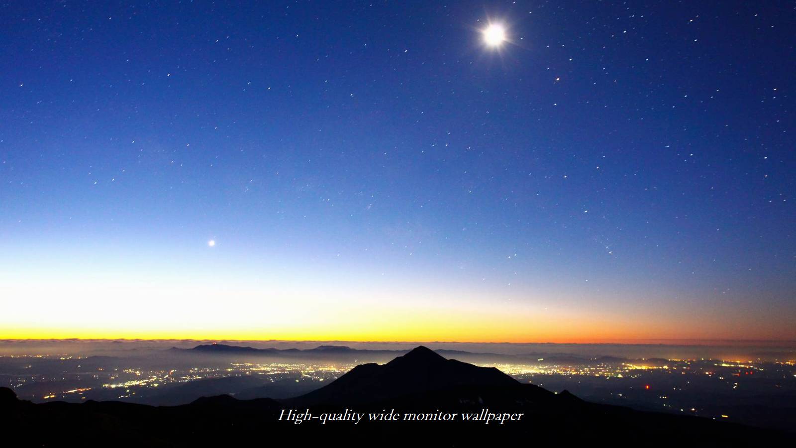 霧島連山と夜景をモチーフにしましたアスペクト比１６：９のモニター【1600×900】に対応しています