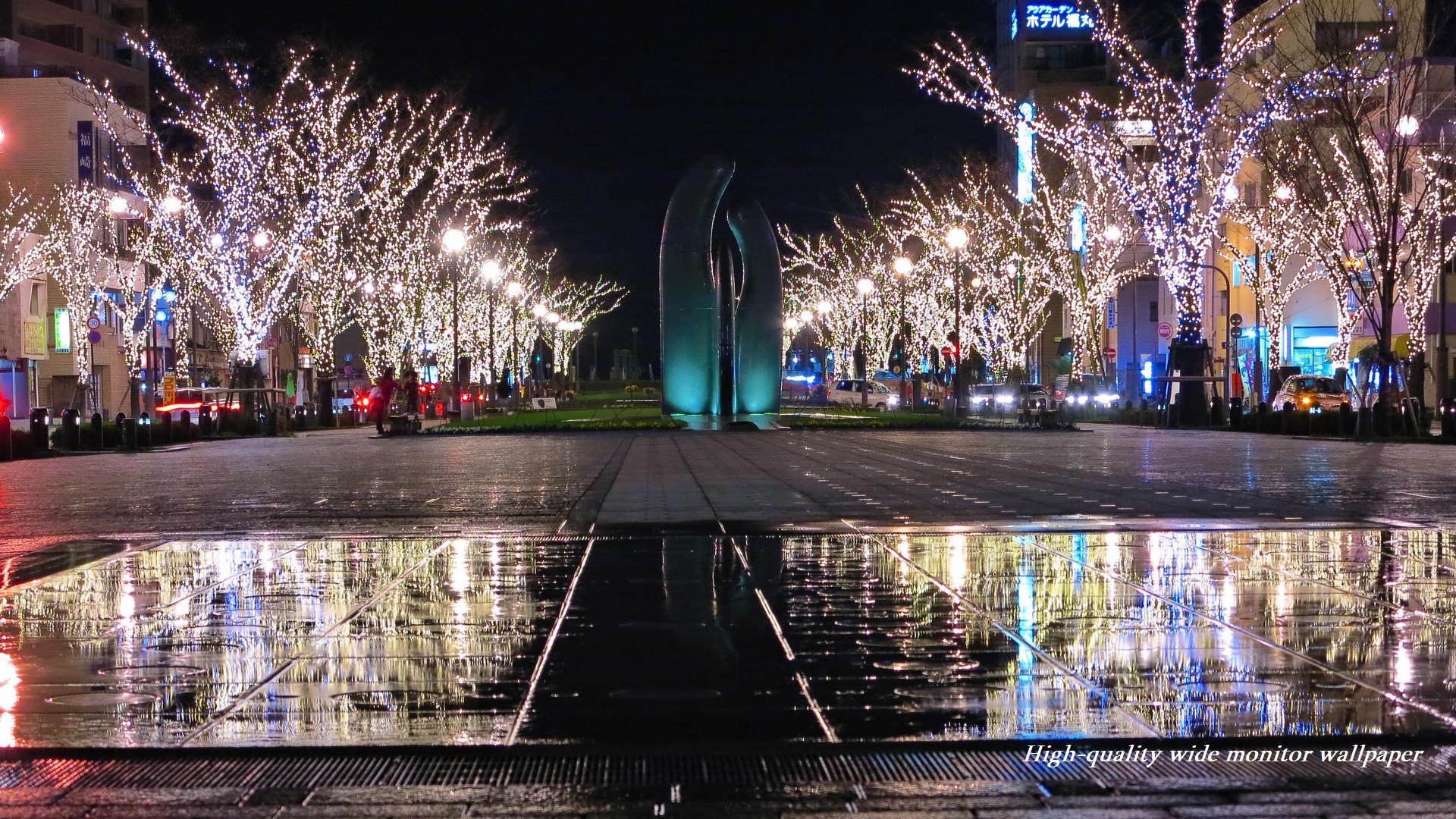 みなと大通り公園のイルミネーションをモチーフにしましたワイドモニター専門高画質壁紙 アスペクト比１６ ９ 19 1080 冬の風景 自然風景 樹氷 雪景色